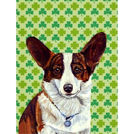 Carolines Treasures Corgi St. Patricks Day Shamrock Portrait Flag Canvas - House Size LH9198CHF